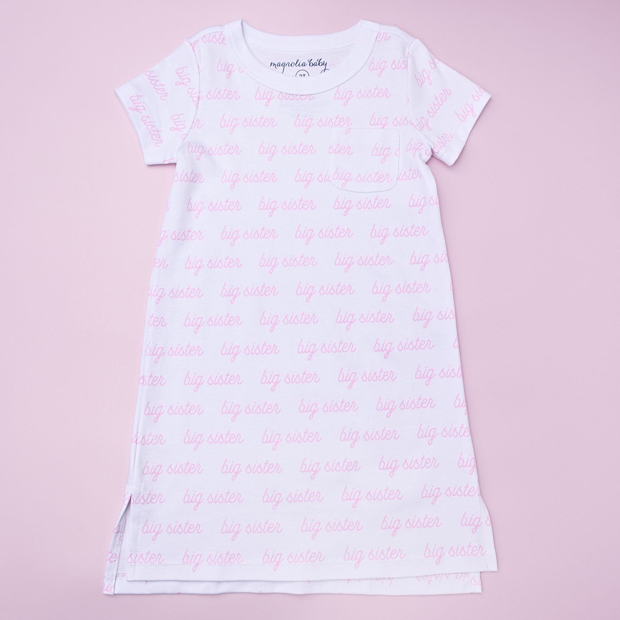 Magnolia Baby Girl Big Sister Print Short Sleeve Nightdress 2T