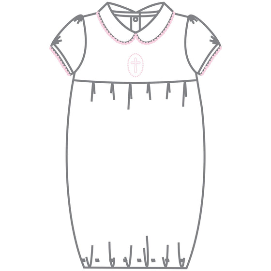 Blessed Embroidered Collared Short Sleeve Gown - Pink - Magnolia BabyGown