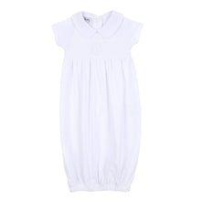  Blessed Embroidered Collared Short Sleeve Gown - White - Magnolia BabyGown