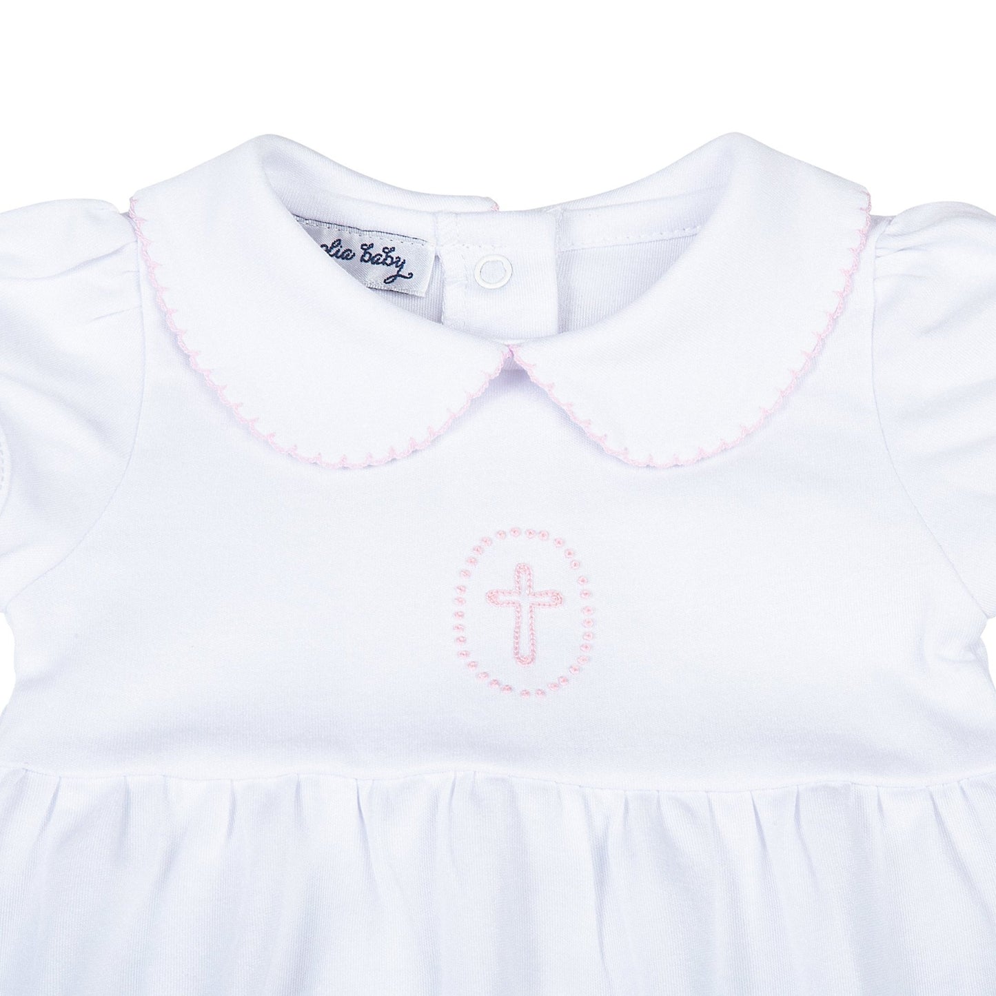 Blessed Embroidered Collared Bubble - Pink - Magnolia Baby Girl