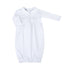 Blessed Embroidered Collared Unisex Long Sleeve Gown - White - Magnolia Baby Unisex