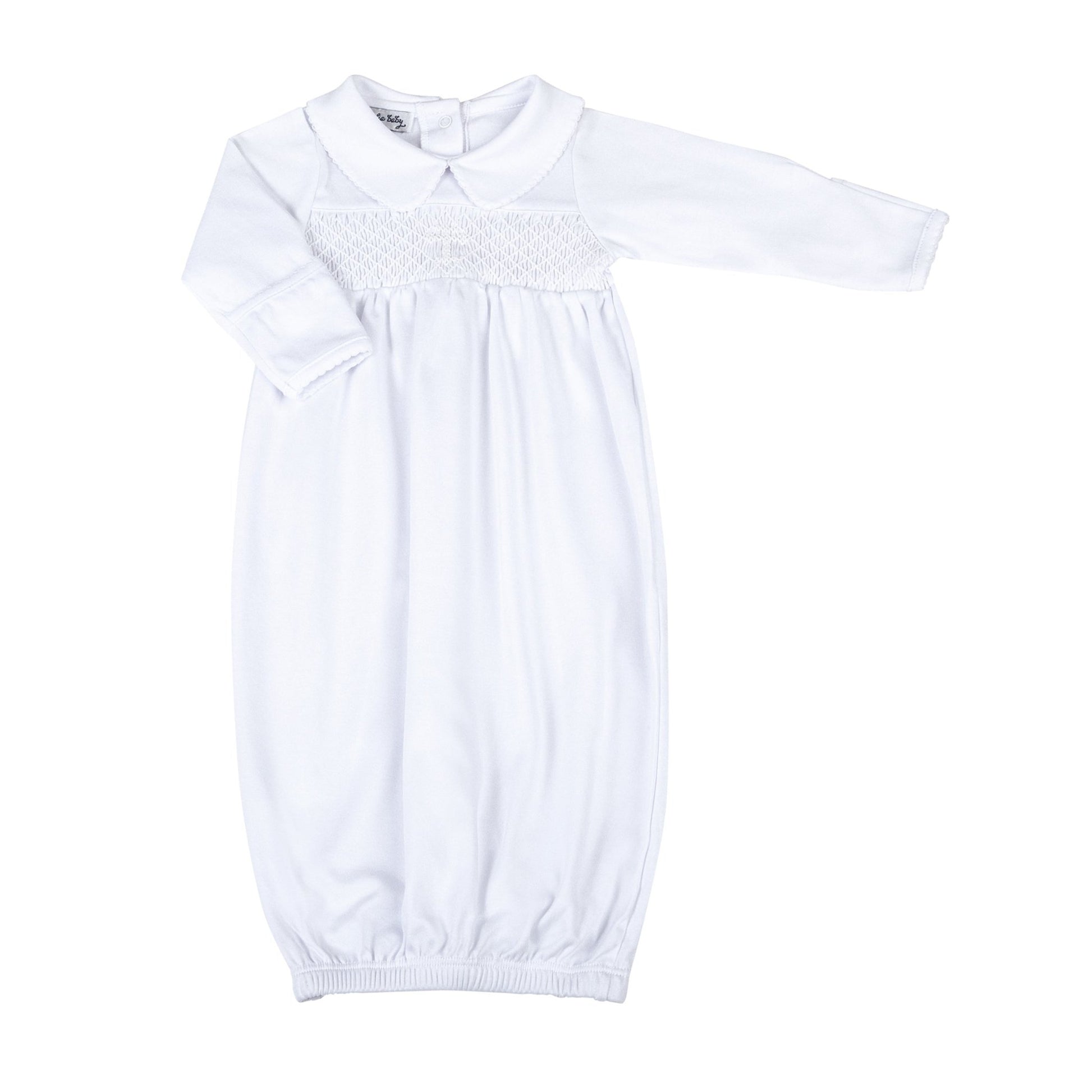 Blessed Smocked Girl Long Sleeve Gown - White - Magnolia Baby Girl