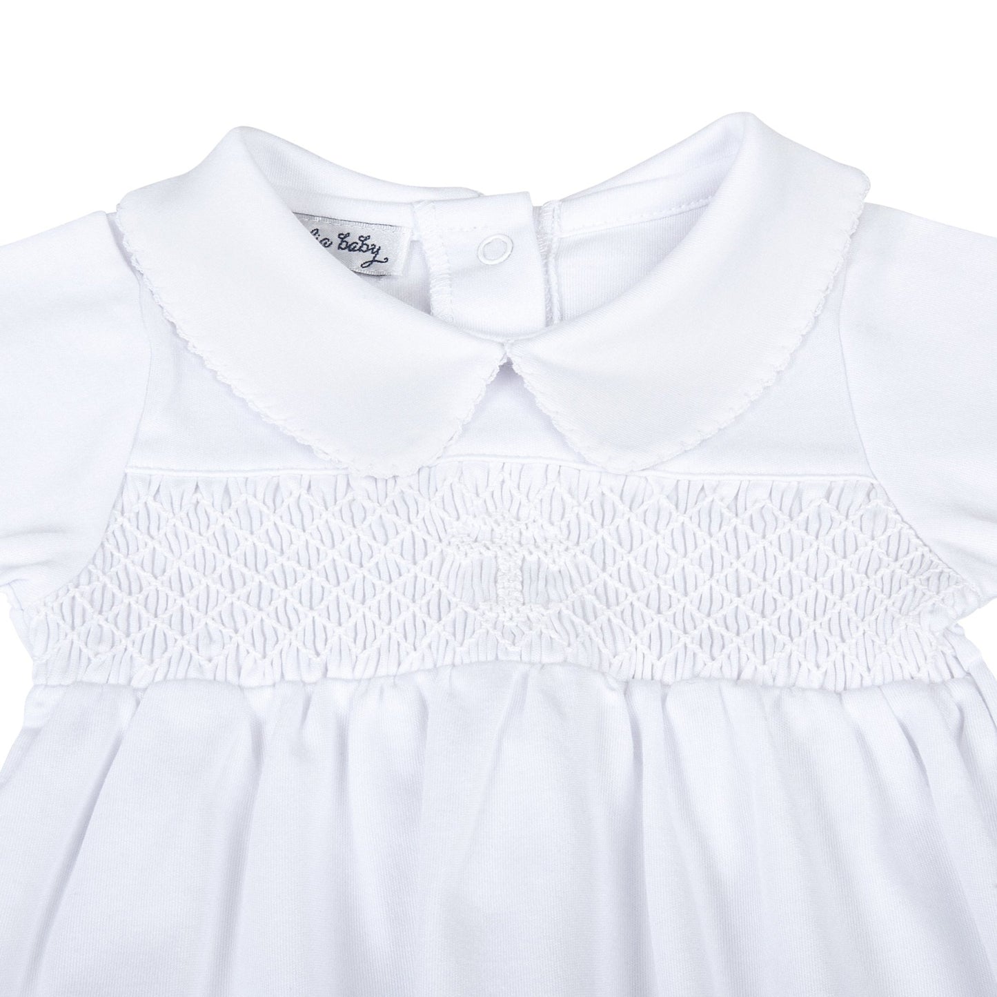 Blessed Smocked Girl Long Sleeve Gown - White - Magnolia Baby Girl