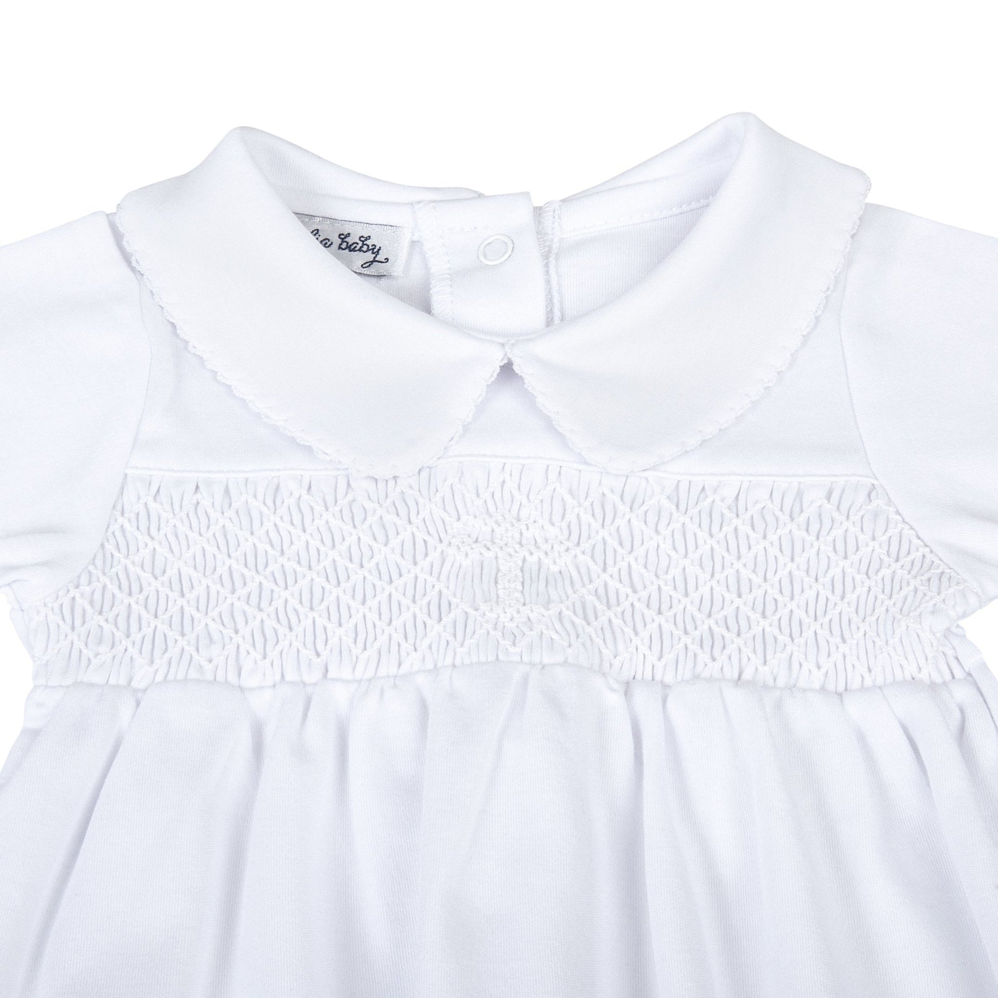 Blessed Smocked Girl Long Sleeve Gown - White - Magnolia Baby Girl