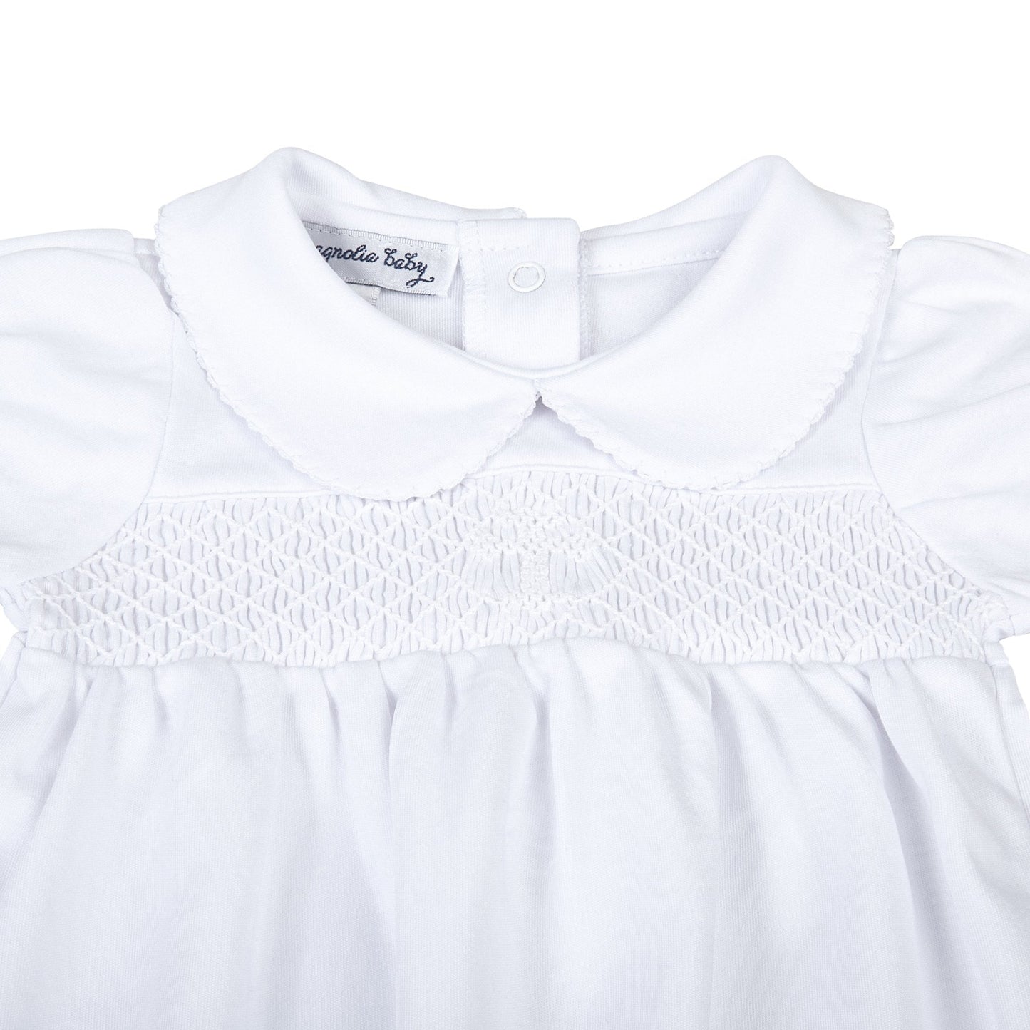 Blessed Smocked Girl Short Sleeve Gown - White - Magnolia Baby Girl