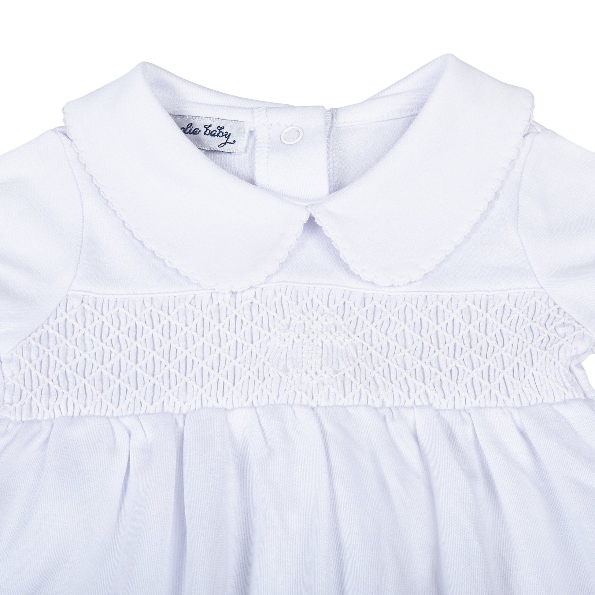 Blessed Smocked Short Sleeve Gown - White - Magnolia Baby Unisex