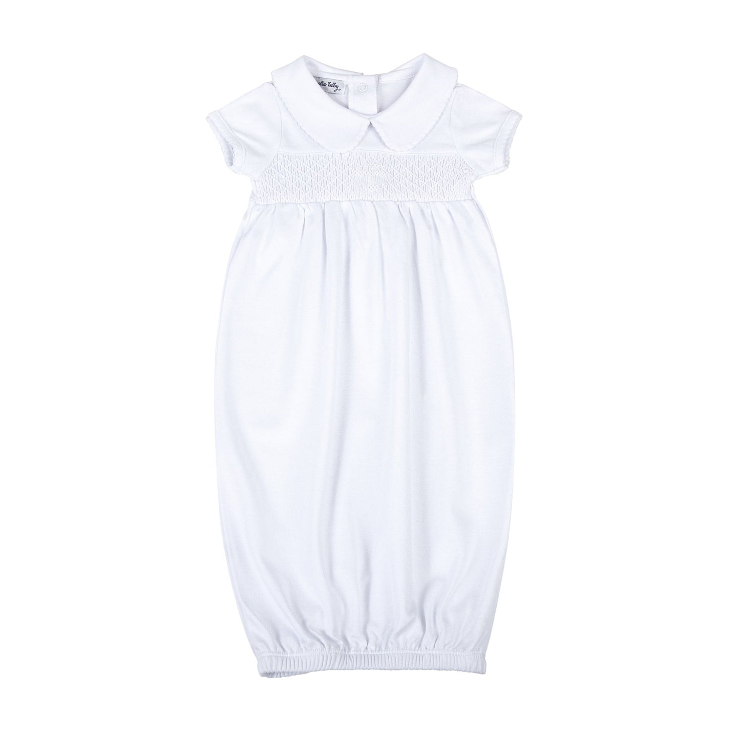 Blessed Smocked Short Sleeve Gown - White - Magnolia Baby Unisex