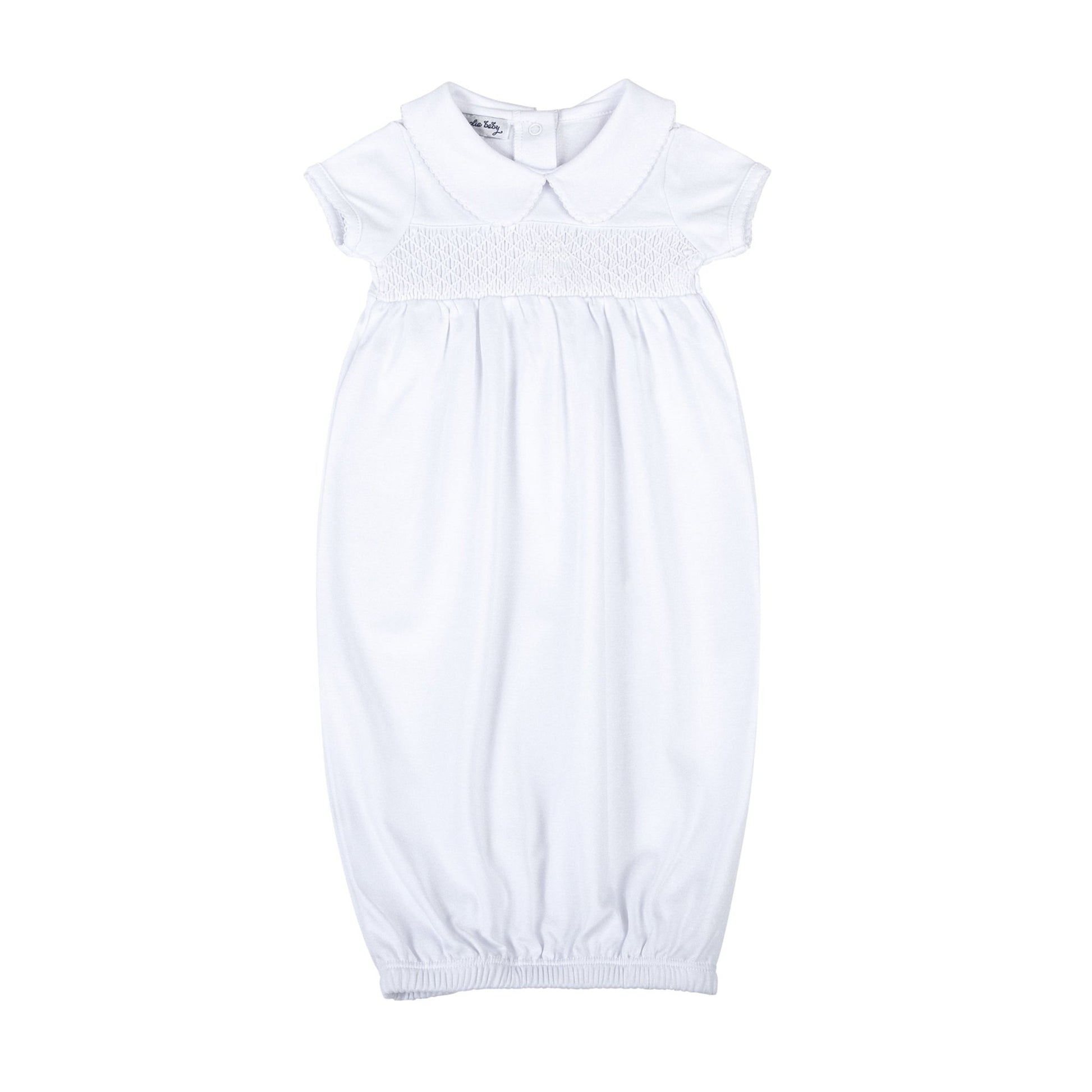 Blessed Smocked Short Sleeve Gown - White - Magnolia Baby Unisex