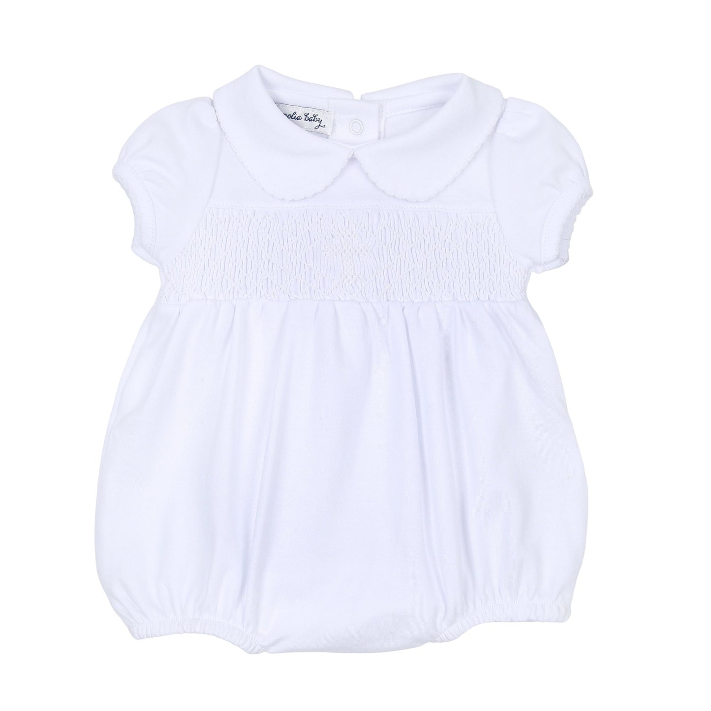 Blessed Smocked Girl Bubble - White - Magnolia Baby Girl