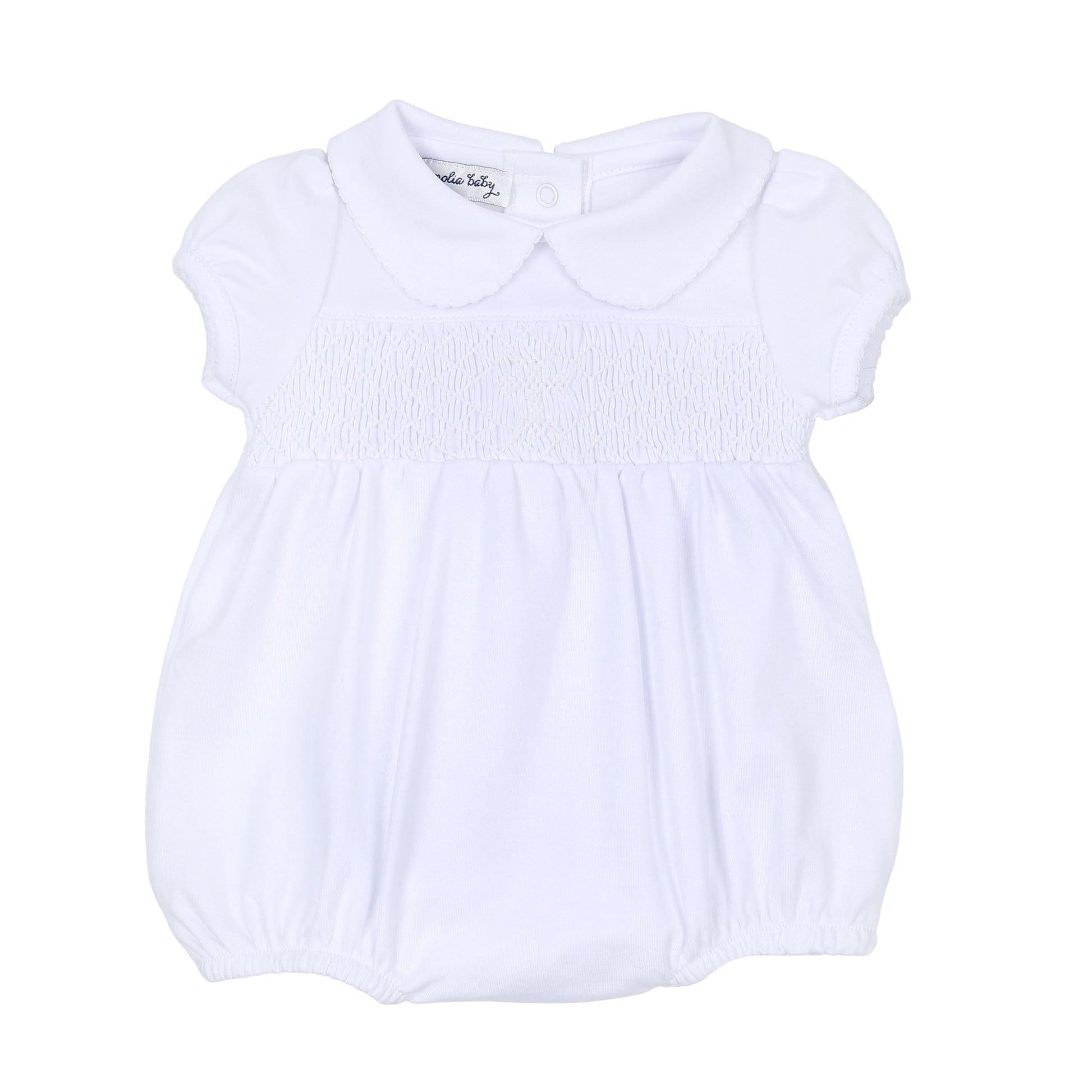 Blessed Smocked Girl Bubble - White - Magnolia Baby Girl