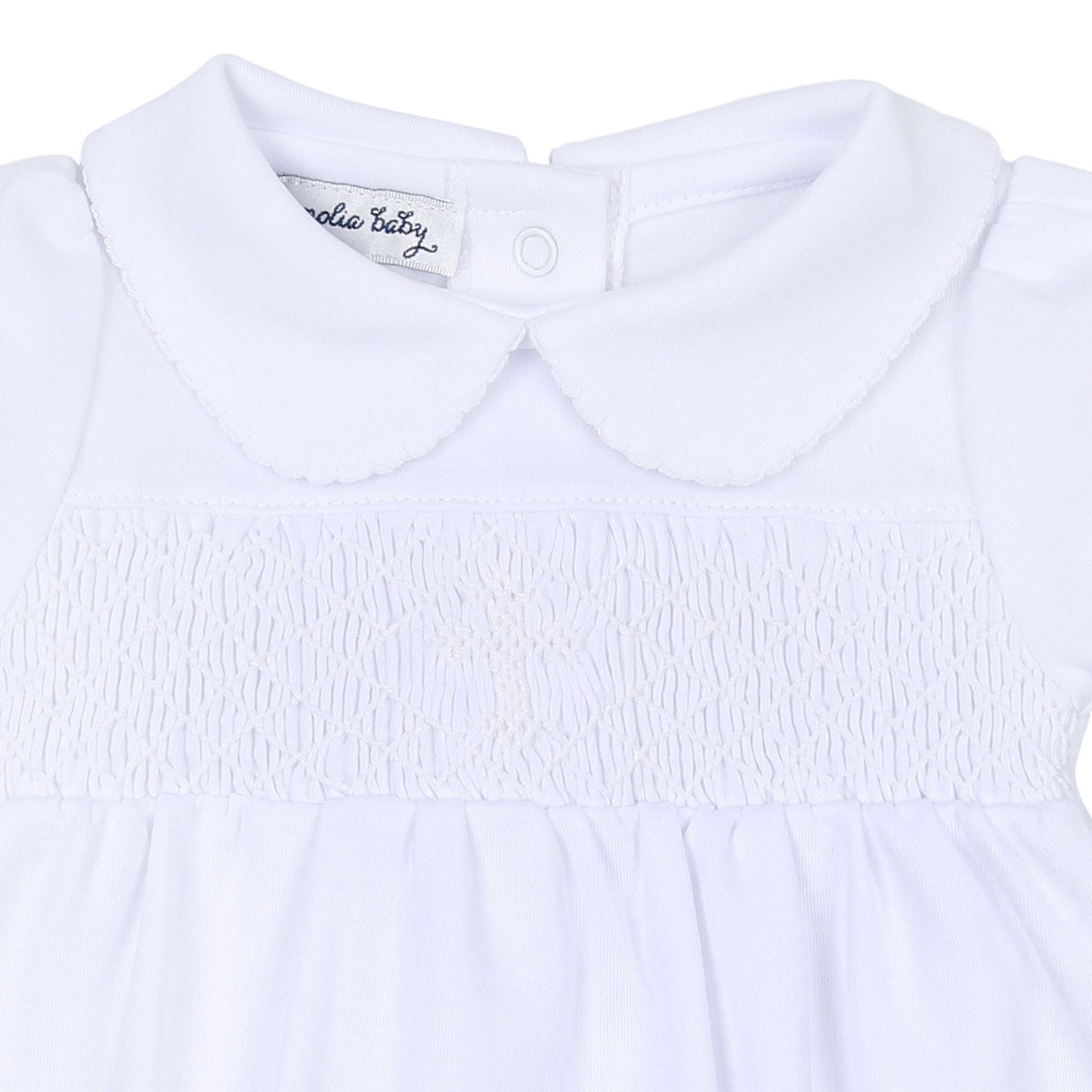 Blessed Smocked Girl Bubble - White - Magnolia Baby Girl