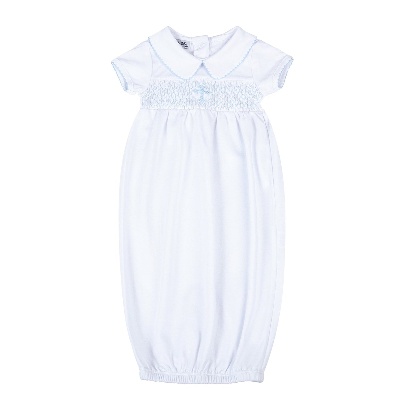 Blessed Smocked Short Sleeve Gown - Blue - Magnolia Baby Unisex