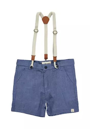 Blue Gauze Captain Suspender Shorts - Magnolia BabyShorts