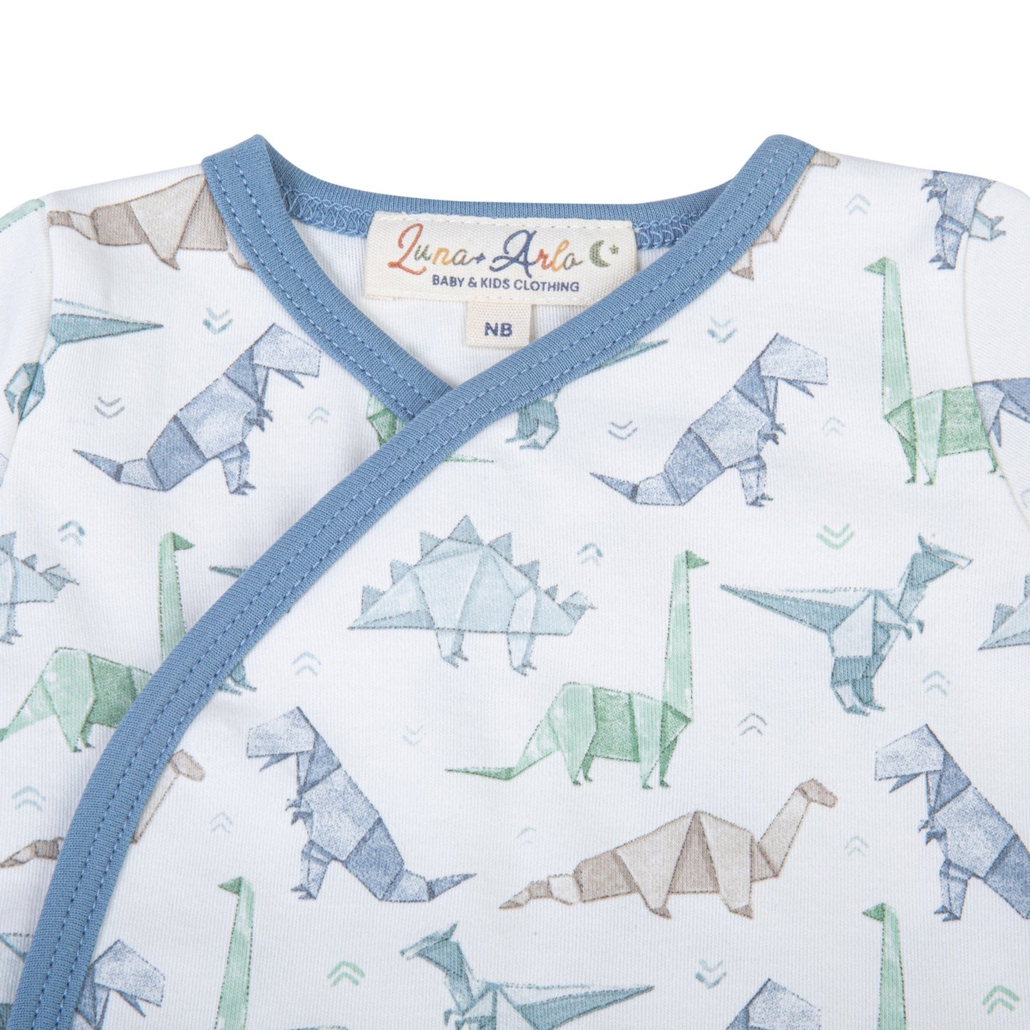 Blue Origami Dinos Kimono Footed Pant Set by Luna and Arlo - Magnolia Baby2pc Pant Set