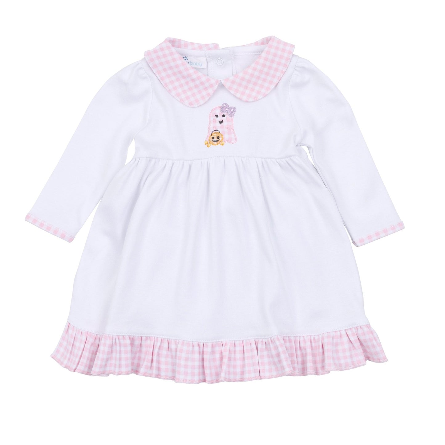 Boo Crew! Applique Collared Long Sleeve Dress - Pink - Magnolia BabyDress