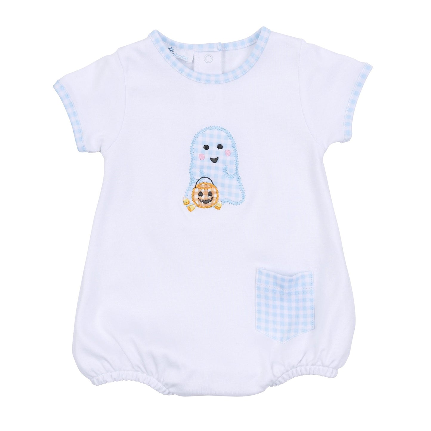 Boo Crew! Applique Short Sleeve Bubble - Light Blue - Magnolia BabyBubble