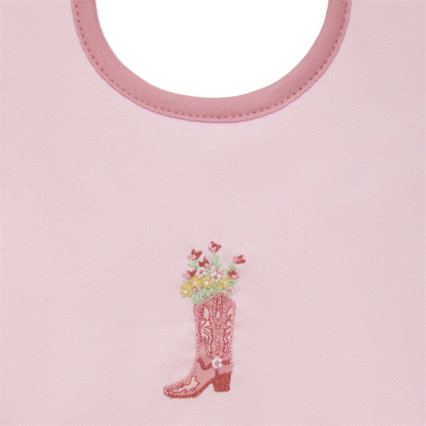 Boots and Blooms Bib - Pink - Luna and ArloBib