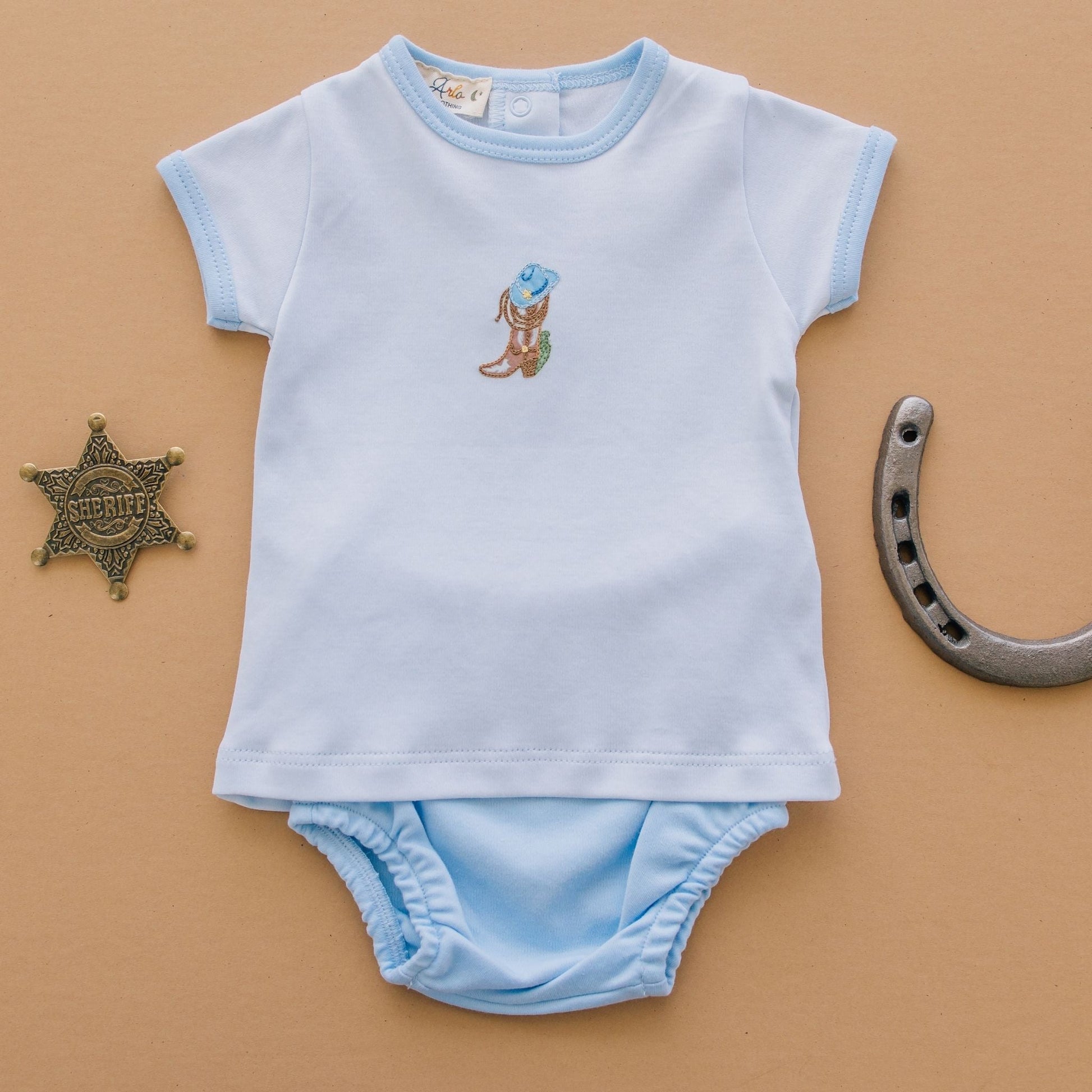 Boots and Blooms Diaper Cover Set - Light Blue - Luna and ArloDiaper Cover