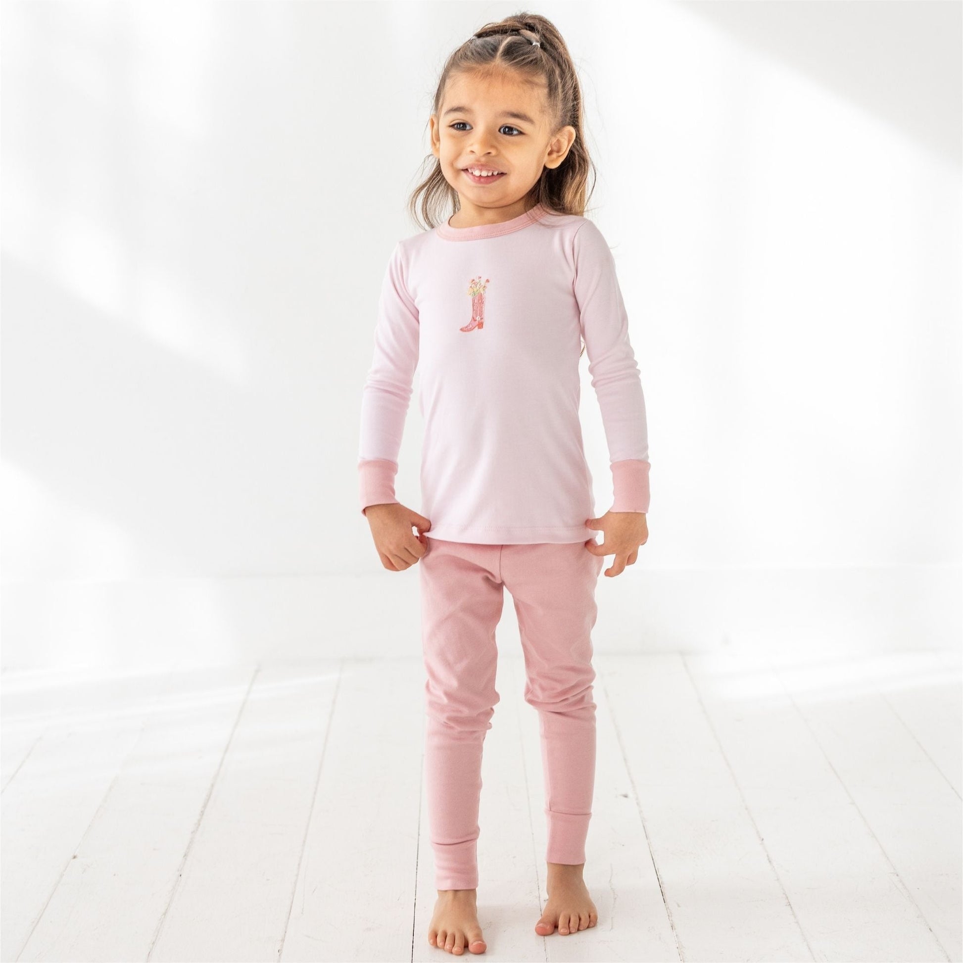 Boots and Blooms Long Pajamas - Pink - Luna and ArloLong Pajamas