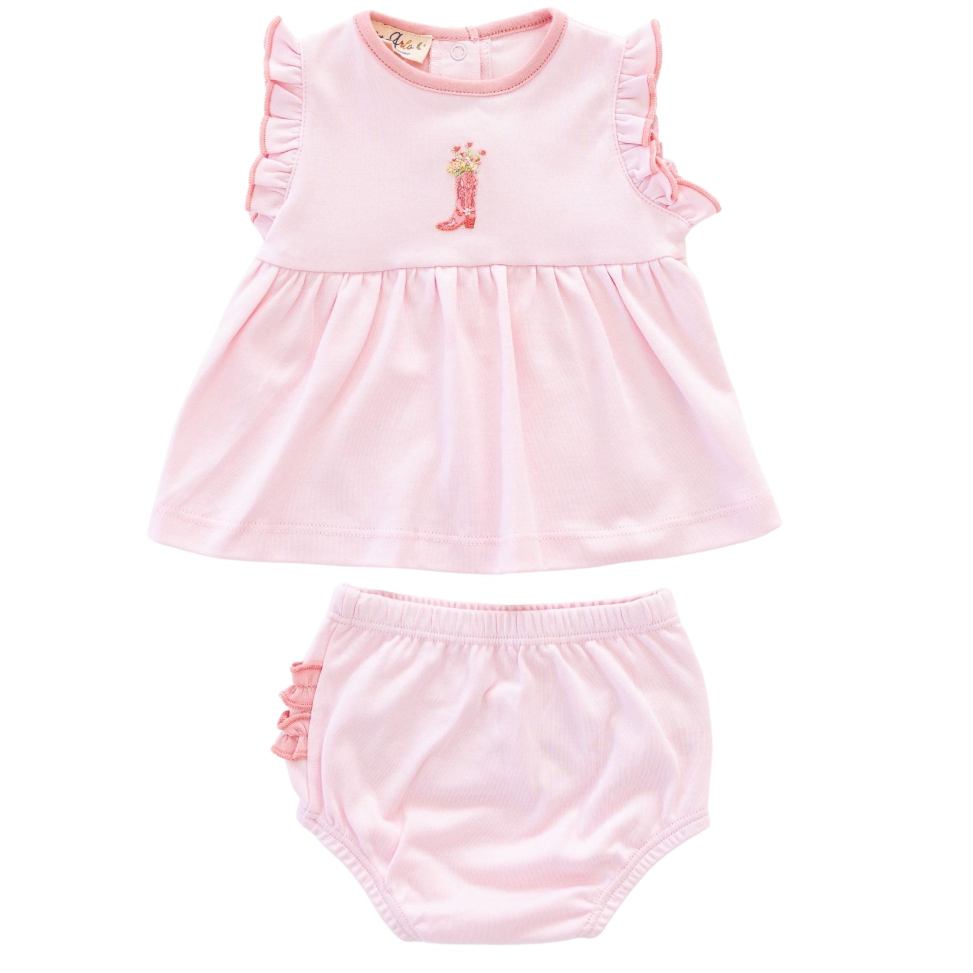 Boots and Blooms Ruffle Diaper Cover Set - Pink - Luna and ArloDiaper Cover