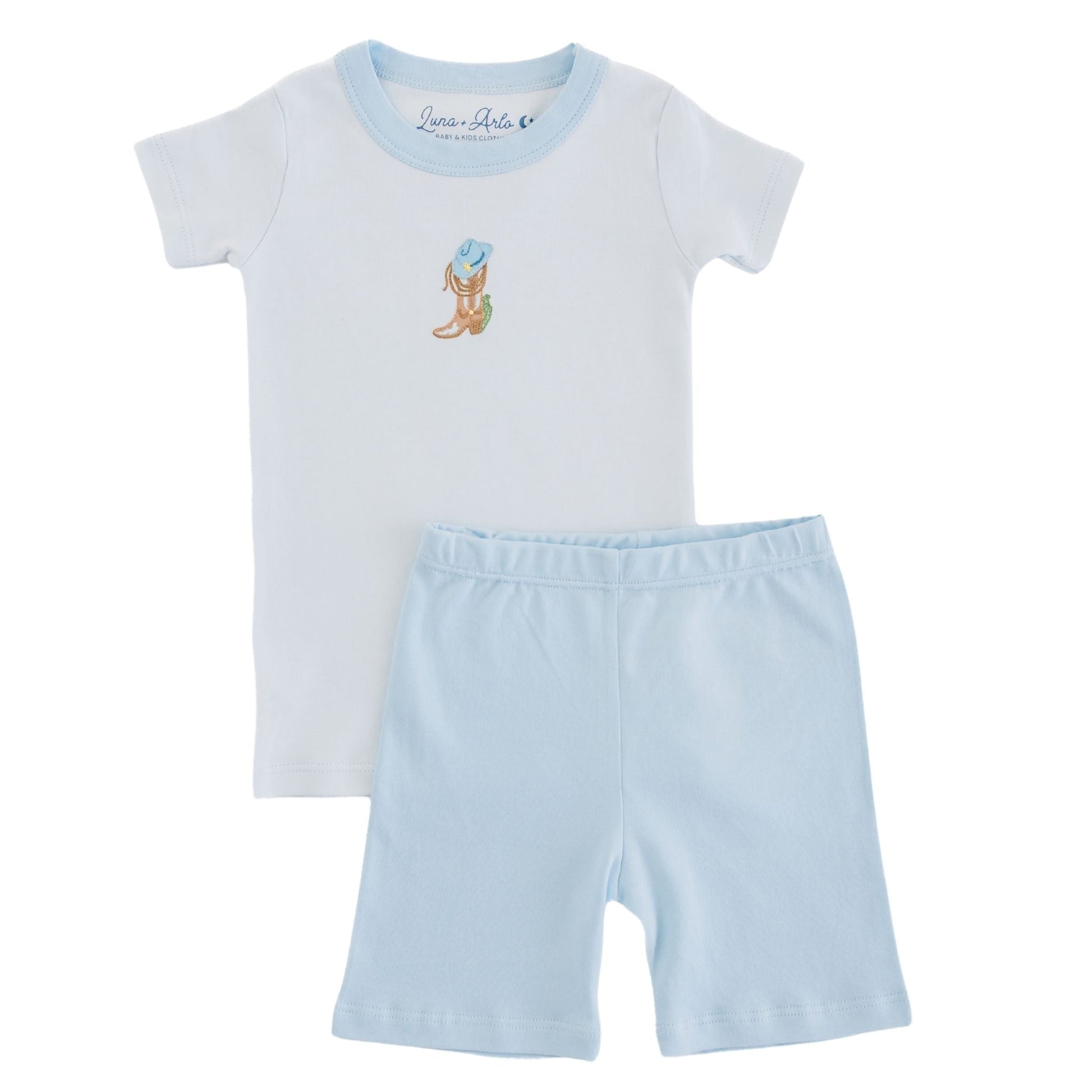 Boots and Blooms Short Pajamas - Light Blue - Luna and ArloShort Pajamas