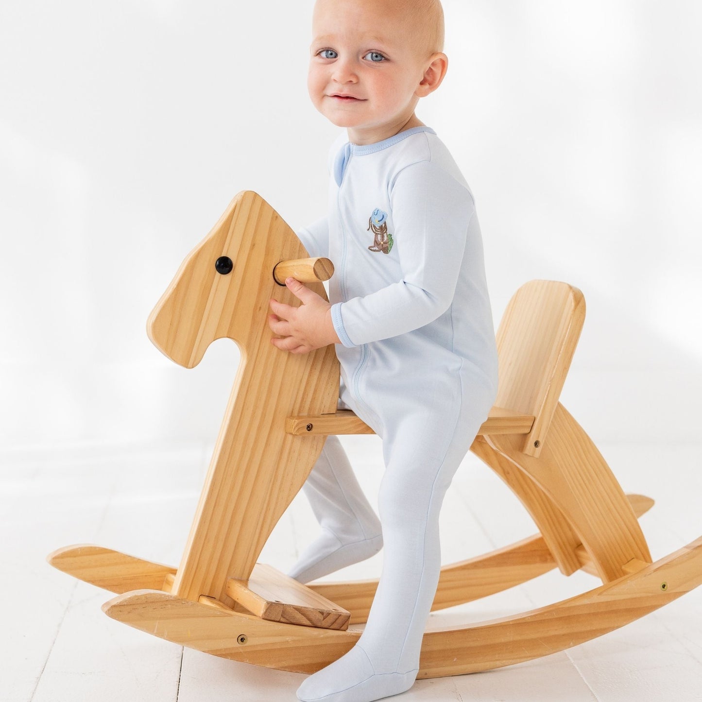 Boots and Blooms Zip Footie - Light Blue - Luna and ArloFootie