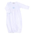 Brit Milah White Blue Embroidered Gathered Gown - Magnolia BabyGown