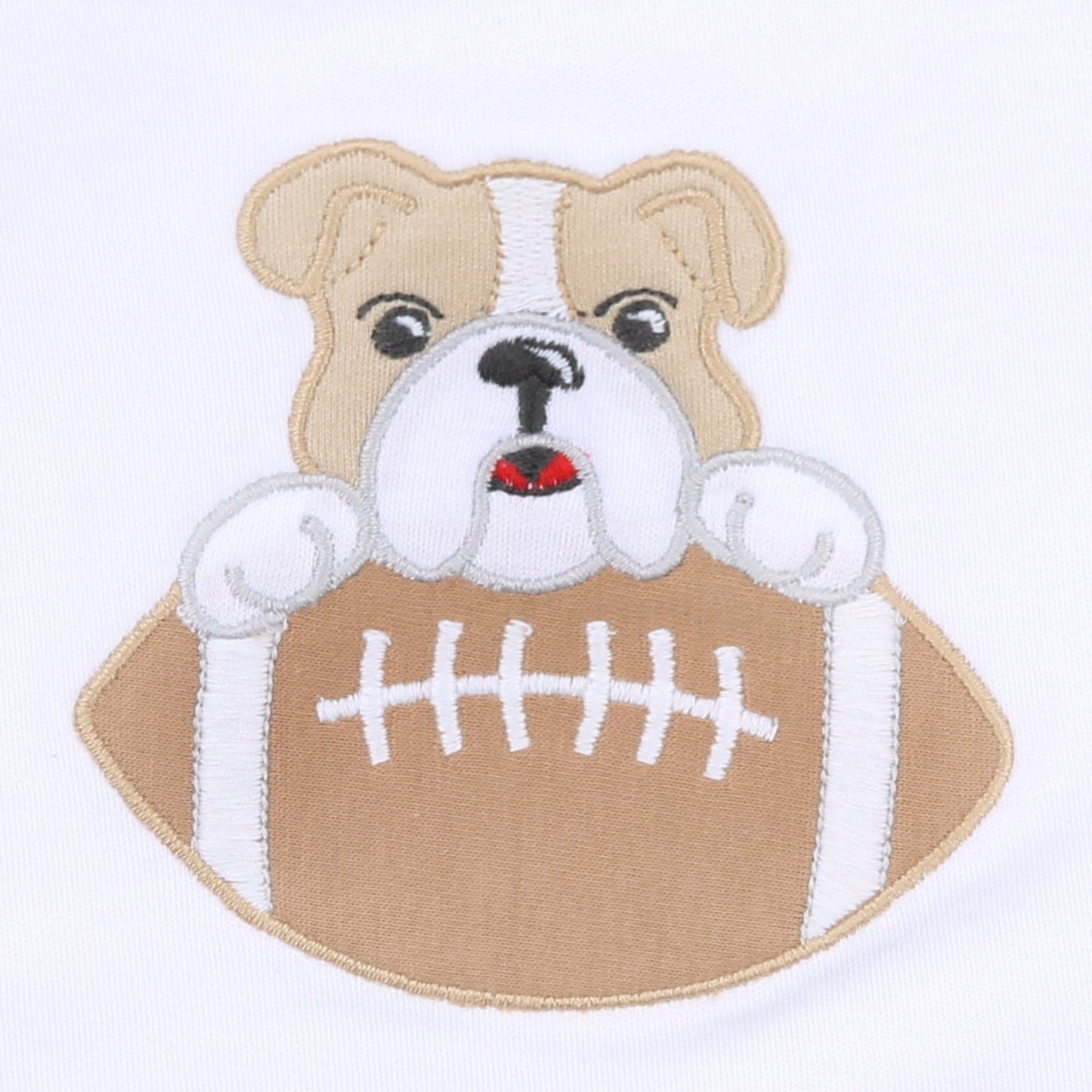 Bulldog Football Applique Boy Long Pajamas - Magnolia BabyLong Pajamas