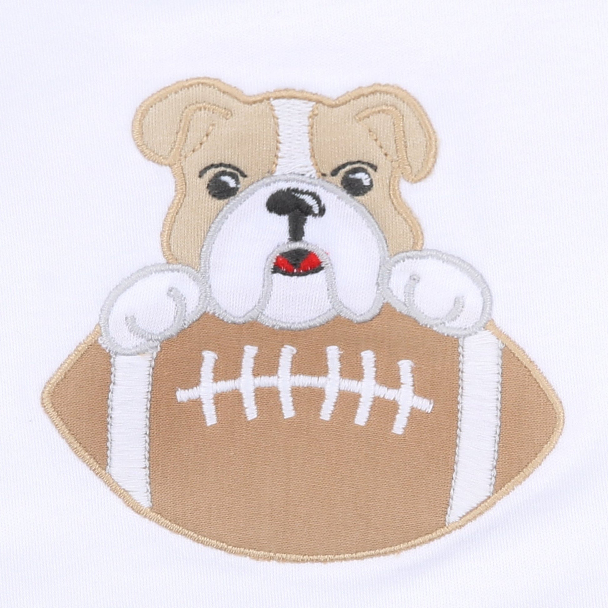 Bulldog Football Applique Boy Long Pajamas - Magnolia BabyLong Pajamas