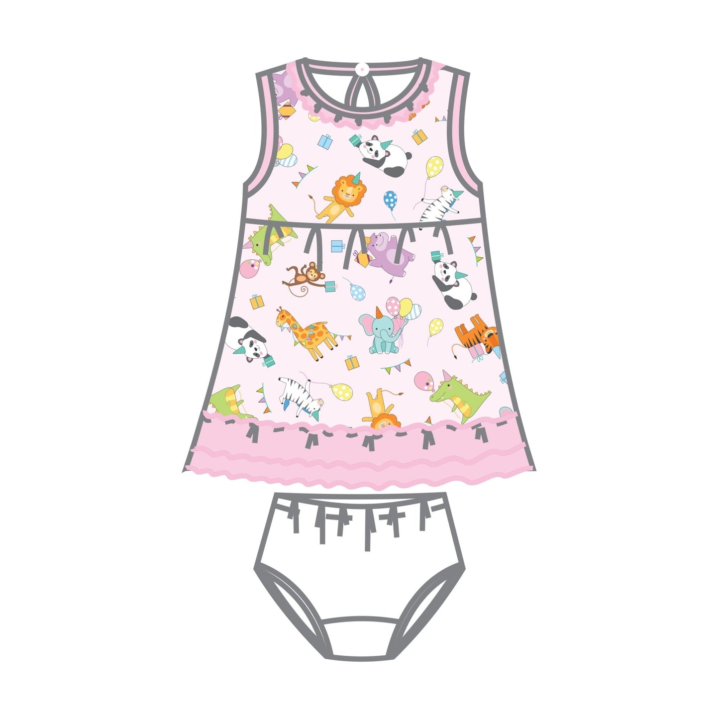 Cake, Presents, Party! Dress Set in Pink - Magnolia BabyDress