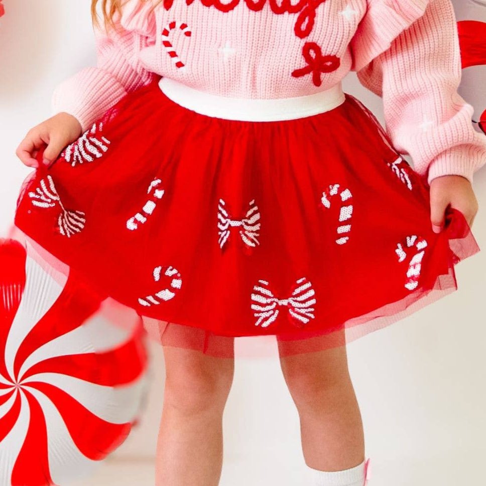 Candy Cane Coquette Sequin Christmas Tutu - Magnolia BabyTutu