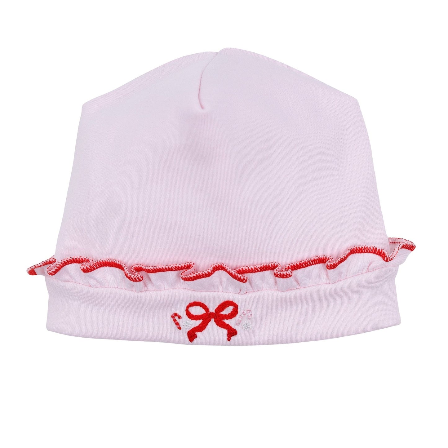 Candy Cane Lane Embroidered Ruffle Hat - Magnolia BabyHat