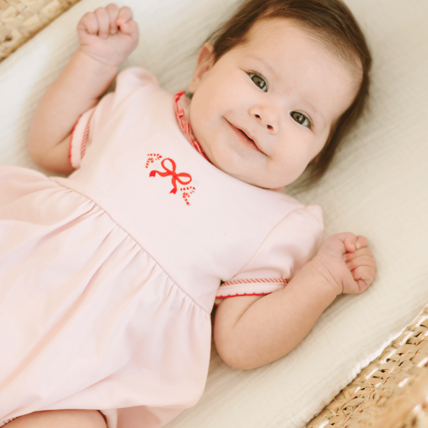 Candy Cane Lane Embroidered Short Sleeve Bubble - Magnolia BabyBubble