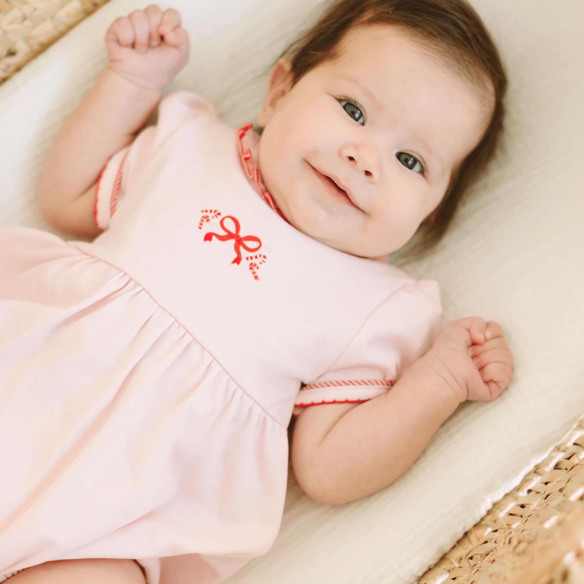 Candy Cane Lane Embroidered Short Sleeve Bubble - Magnolia BabyBubble