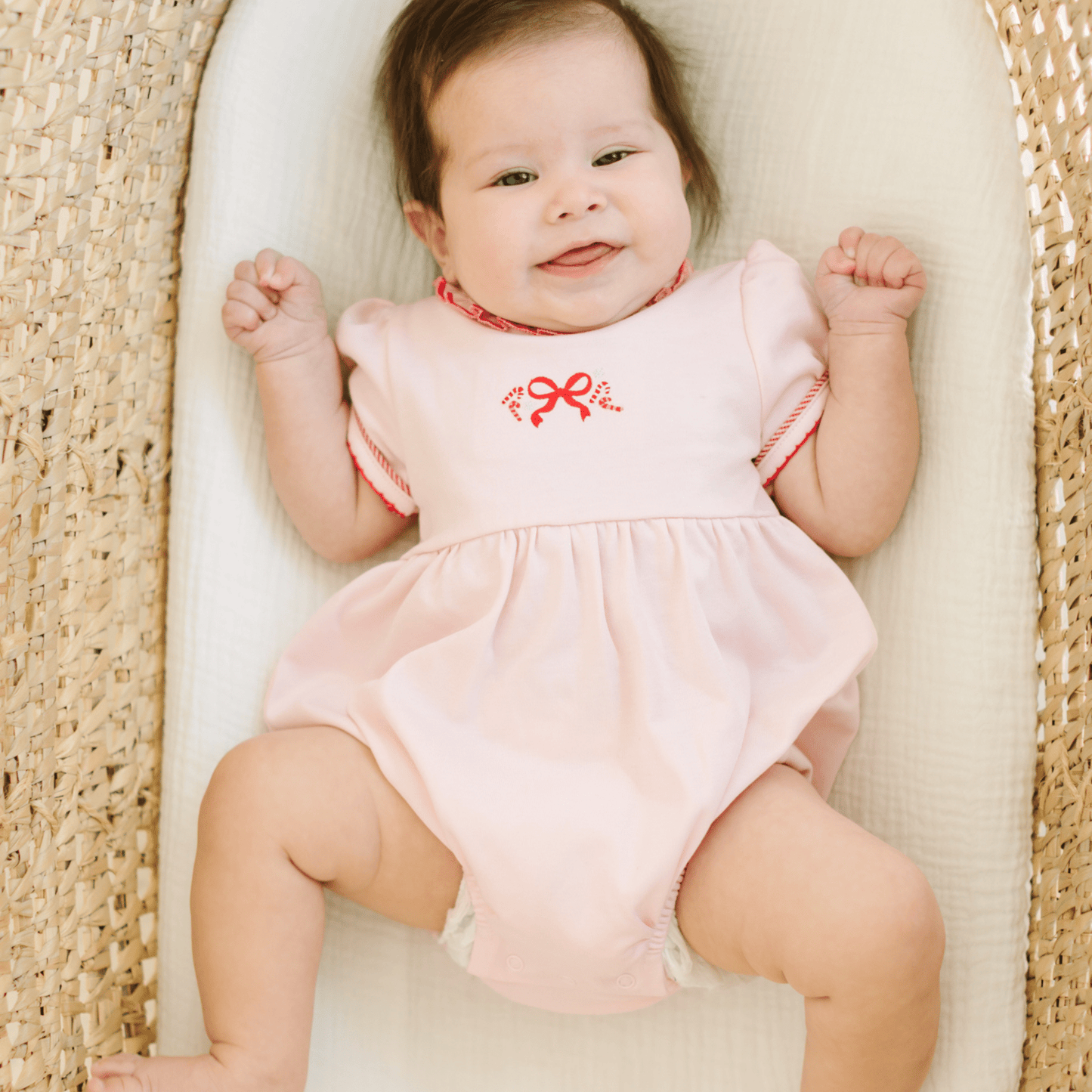 Candy Cane Lane Embroidered Short Sleeve Bubble - Magnolia BabyBubble