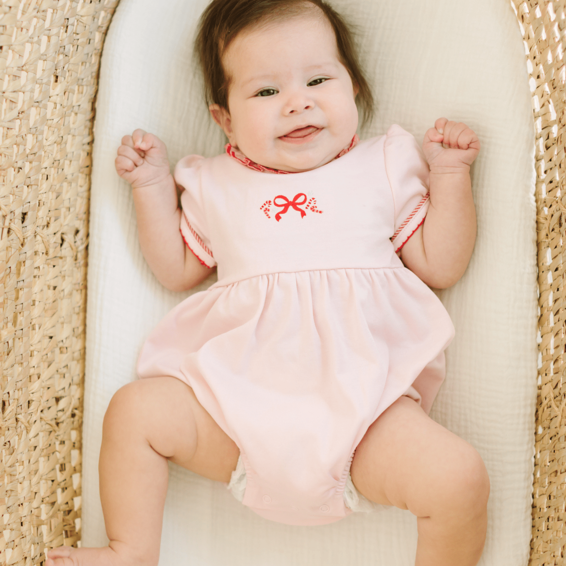 Candy Cane Lane Embroidered Short Sleeve Bubble - Magnolia BabyBubble