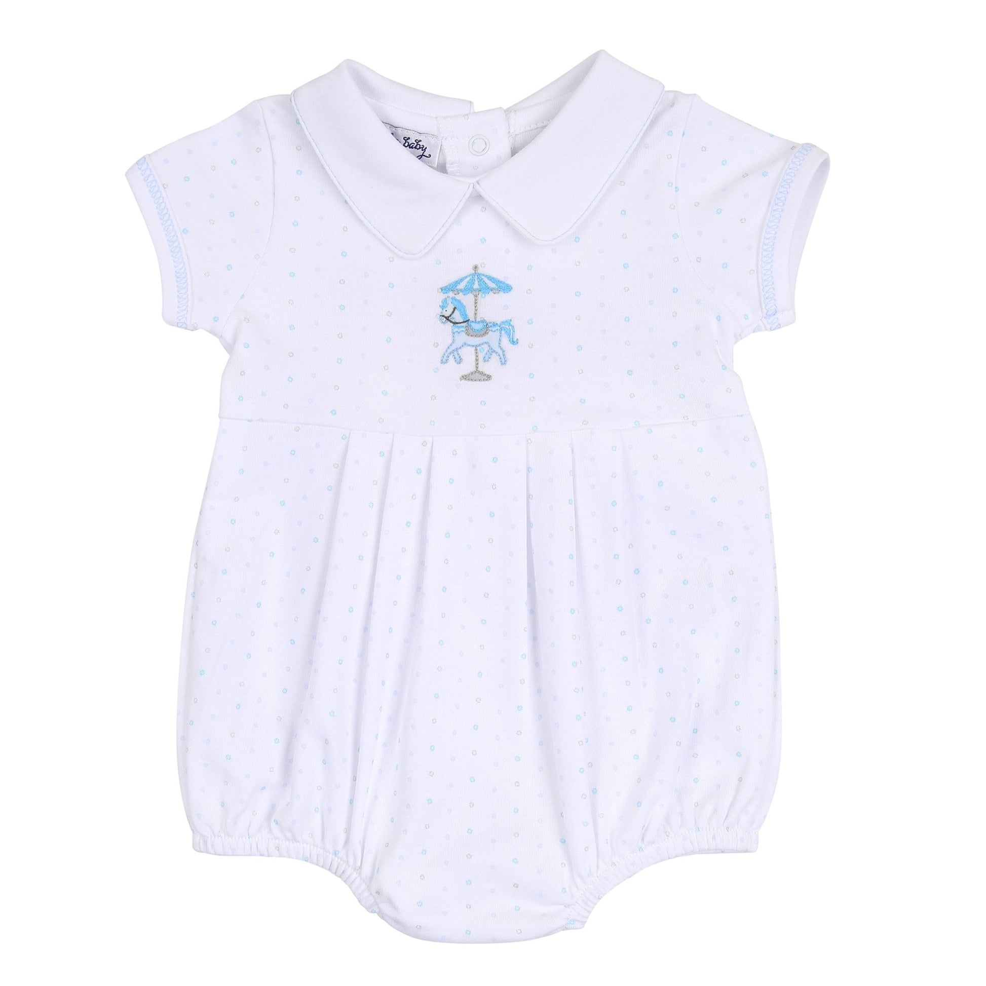 Carousel Embroidered Collared Bubble - Blue - Magnolia BabyBubble