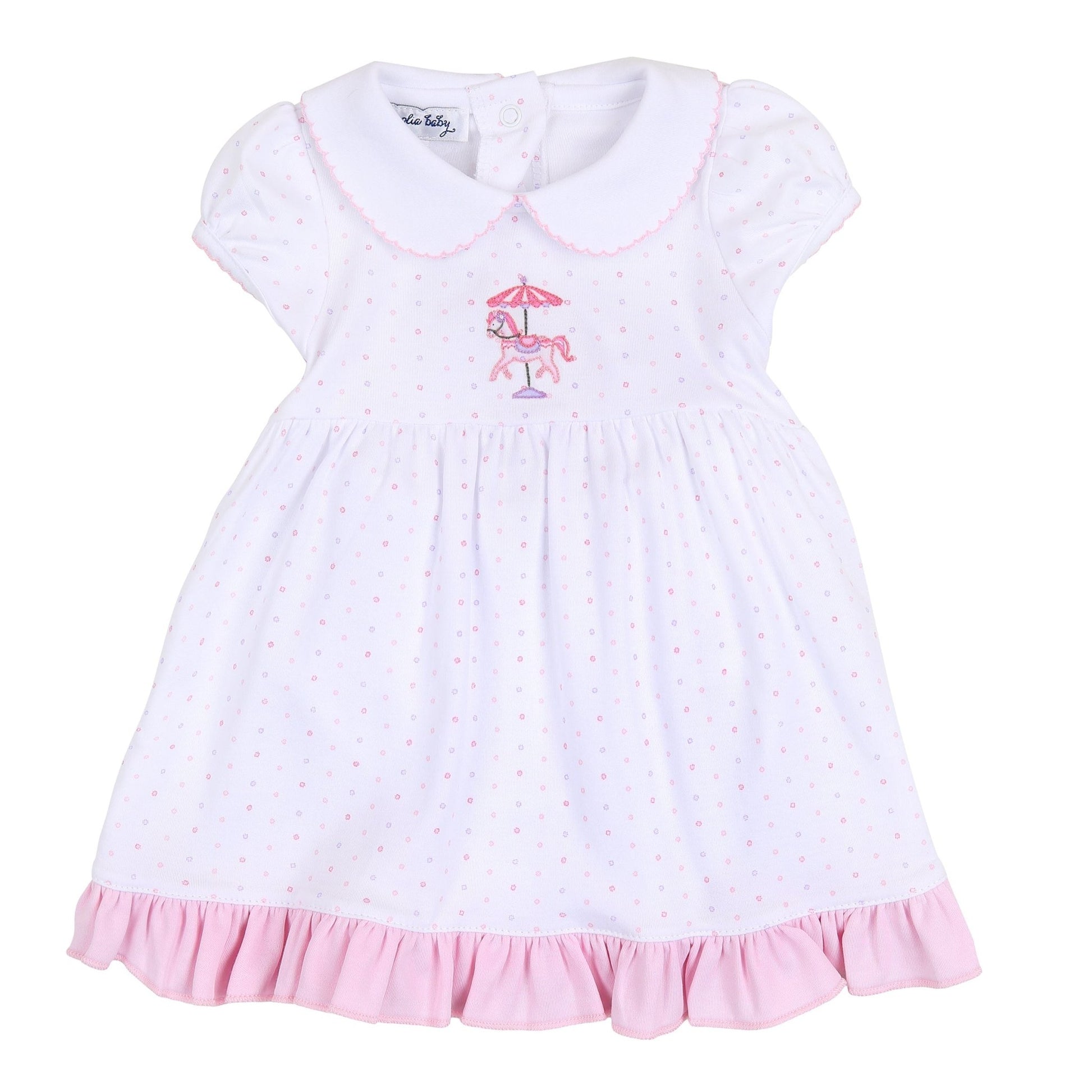 Carousel Embroidered Collared Dress - Pink - Magnolia BabyDress