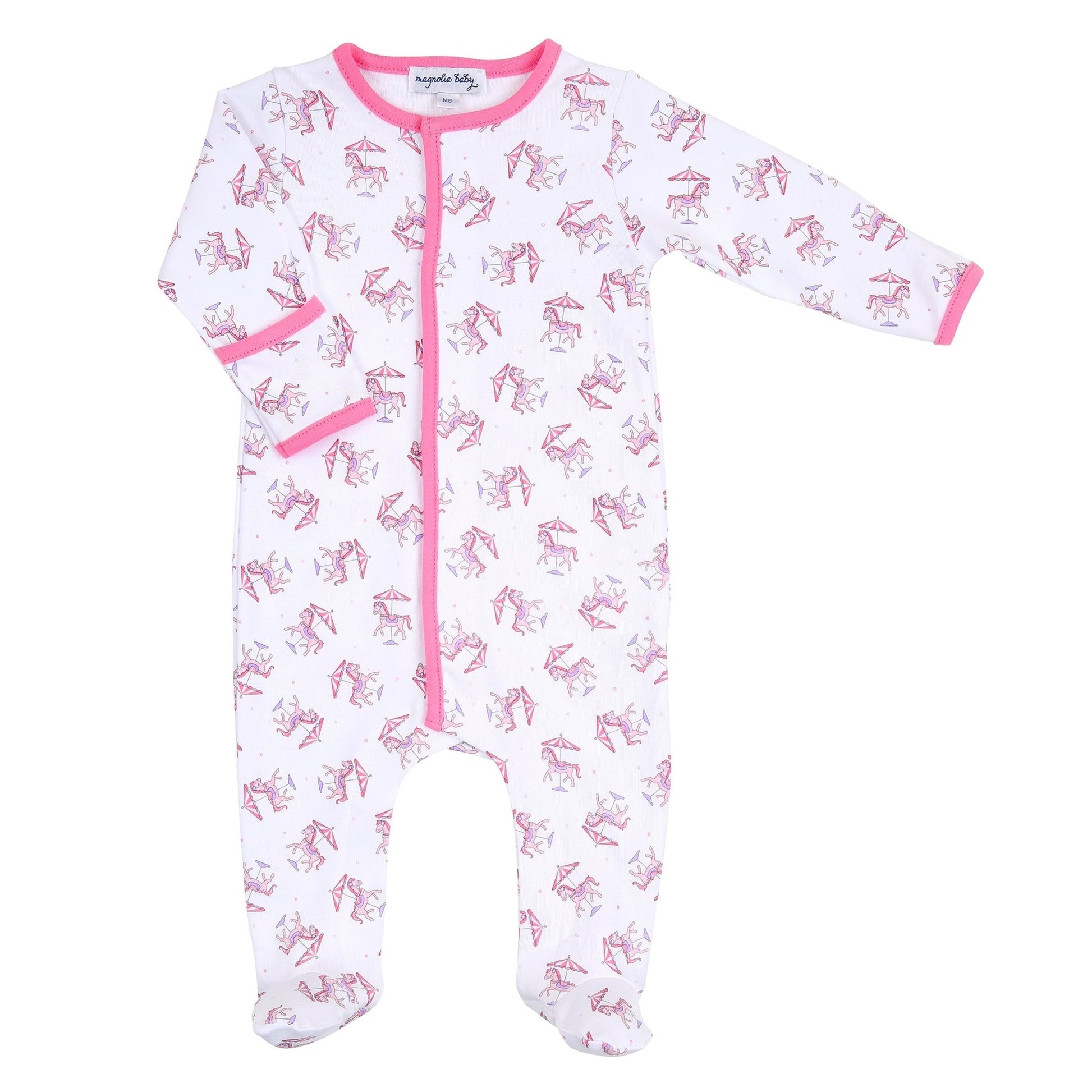 Carousel Print Footie - Pink - Magnolia BabyFootie