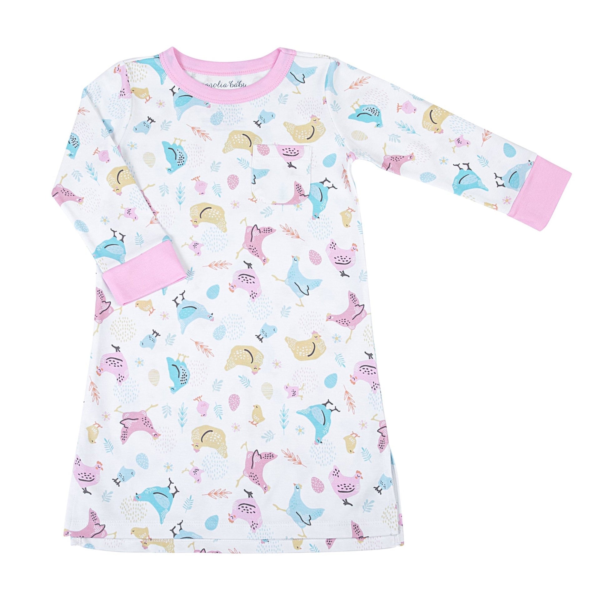 Chickadees Girl's Long Sleeve Nightdress - Magnolia BabyNightdress