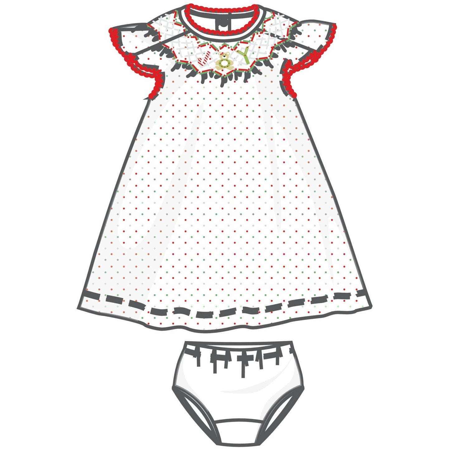 Christmas Joy Classics Bishop Flutters Dress - Red Girl - Magnolia BabyDress