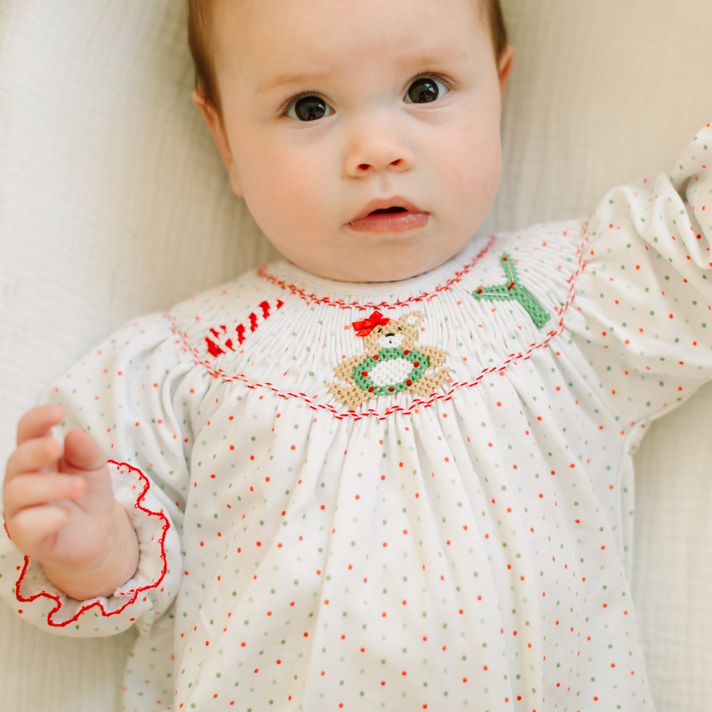 Christmas Joy Classics Bishop Long Sleeve Bubble - Red Girl - Magnolia BabyBubble