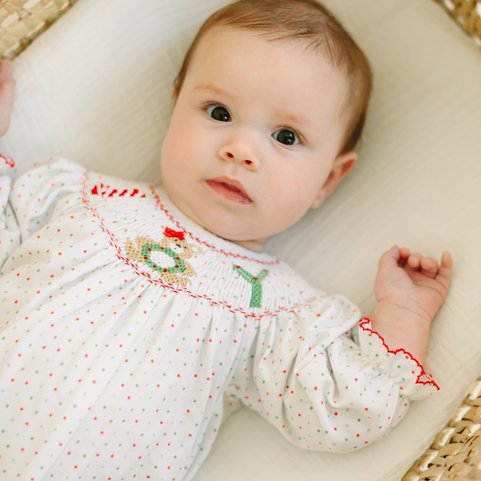 Christmas Joy Classics Bishop Long Sleeve Bubble - Red Girl - Magnolia BabyBubble