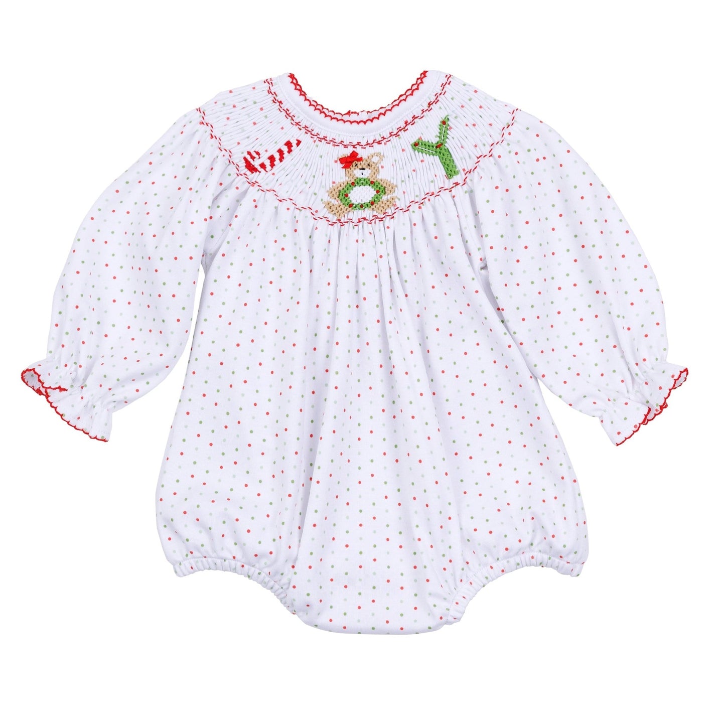 Christmas Joy Classics Bishop Long Sleeve Bubble - Red Girl - Magnolia BabyBubble