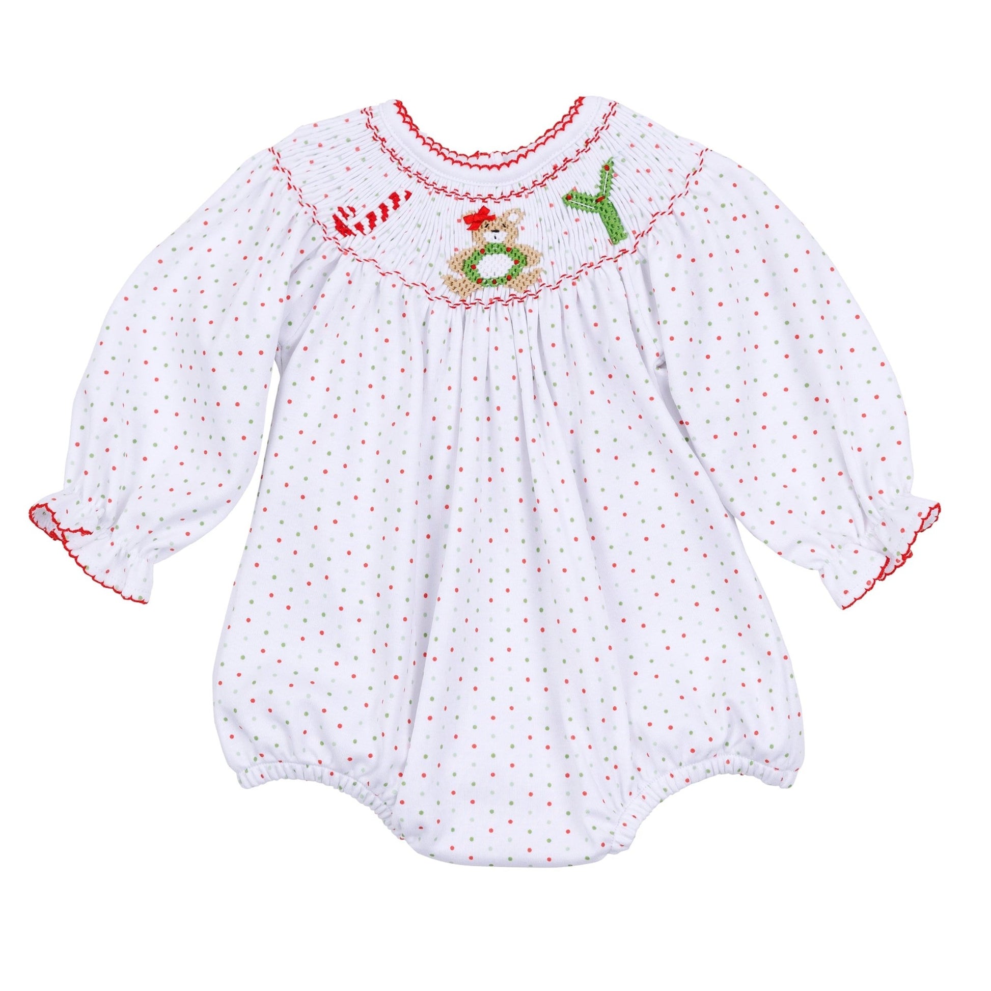 Christmas Joy Classics Bishop Long Sleeve Bubble - Red Girl - Magnolia BabyBubble