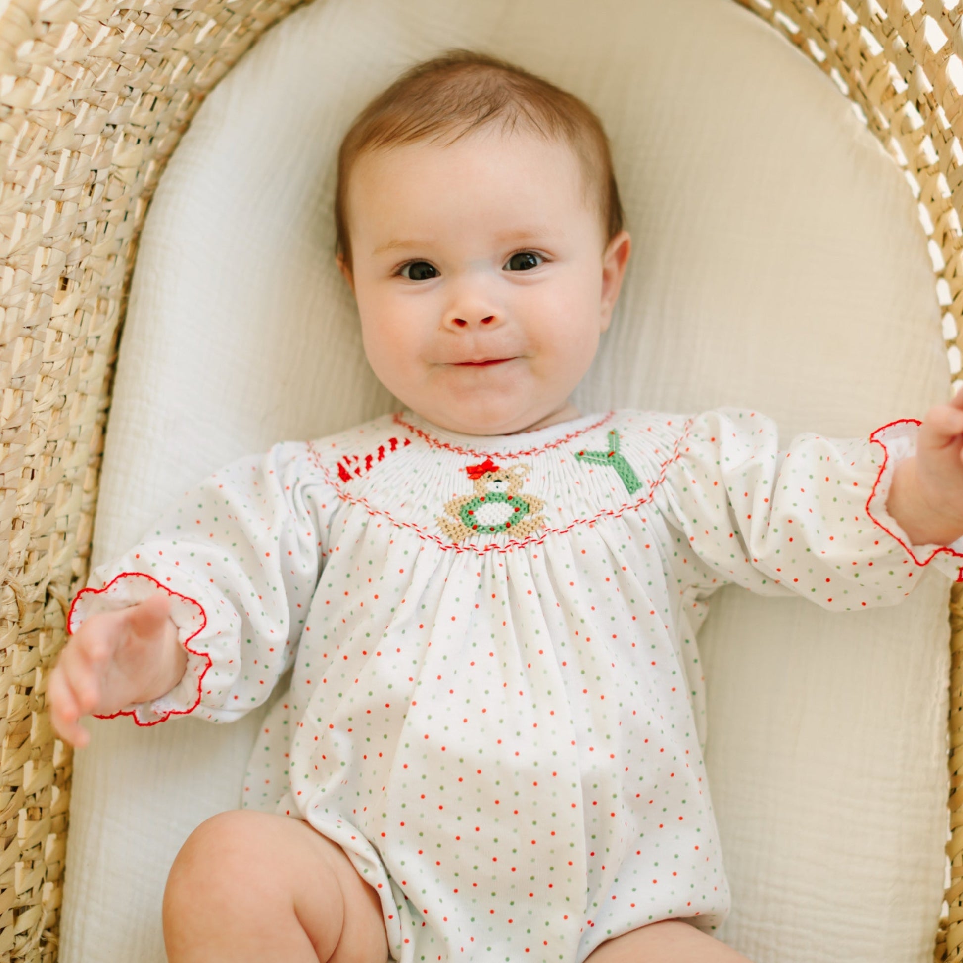 Christmas Joy Classics Bishop Long Sleeve Bubble - Red Girl - Magnolia BabyBubble