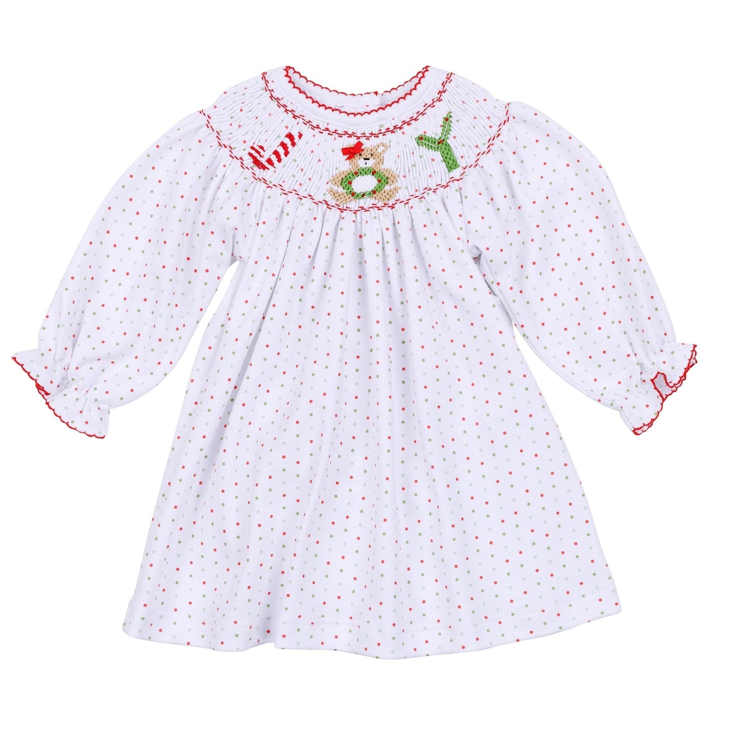 Christmas Joy Classics Bishop Long Sleeve Dress - Red Girl - Magnolia BabyDress
