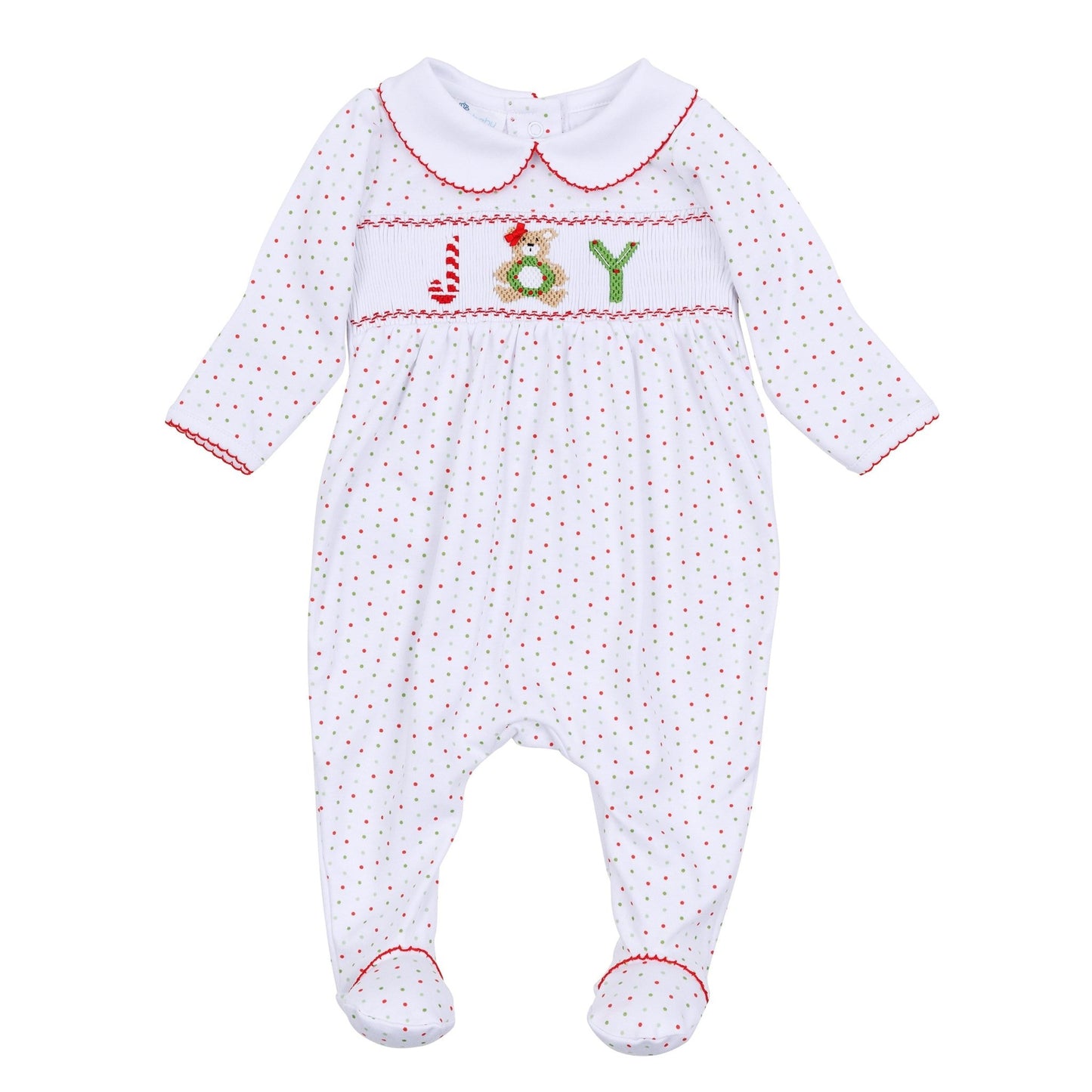 Christmas Joy Classics Smocked Footie - Red Girl - Magnolia BabyFootie