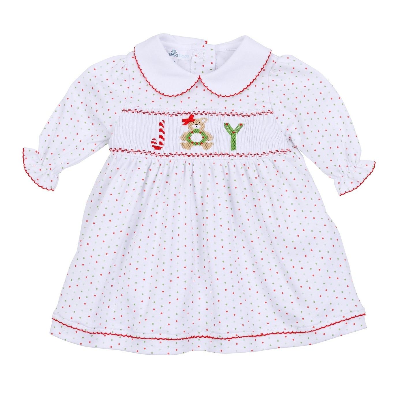 Christmas Joy Classics Smocked Long Sleeve Dress - Red Girl - Magnolia BabyDress