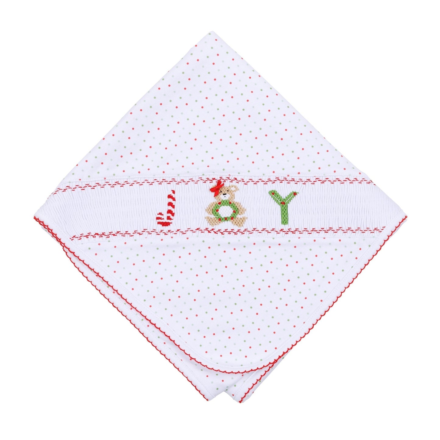 Christmas Joy Classics Smocked Receiving Blanket - Red Girl - Magnolia BabyReceiving Blanket